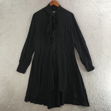 KILLSTAR Dress Women XXL Tie Neck Gothic Button Front Flowy Midi Long Black picture