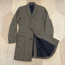 Rare J.Crew x Moon S 36 R Ludlow British Tweed Herringbone Long Car Coat/Jacket picture