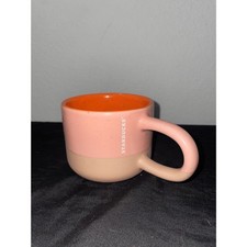 Starbucks 2018 Pink Orange Tan Speckled Ceramic Mug 12 oz Long Handle picture