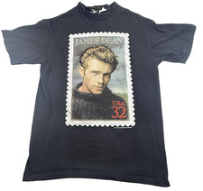 VINTAGE JAMES DEAN T SHIRT Mens Medium BLACK POSTAGE STAMP Warner Brothers 90s picture