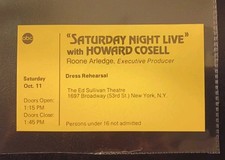 Saturday Night Live With Howard Cosell - Dress Rehearsal TV Ticket - RARE - 1976 picture