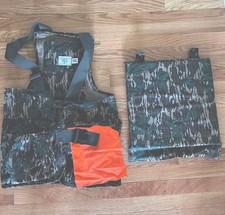 Vintage Mossy Oak Turkey Hunting Vest LG Camo Bottomland GreenLeaf Made in USA picture