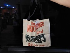 Watchtower and Awake Canvas Tote Witnessing Bag 1940's Repro. picture