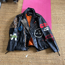 XL punk jacket negative approach GBH studded total chaos plad spiked picture