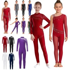 US Girls One Piece Full Body Gymnastic Leotard Bodysuit Unitard Skating Jumpsuit picture
