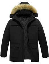 Soularge Men's Winter Parka Jacket Big and Tall Warm Jacket with Heavy Hooded picture
