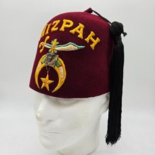 Vintage Masonic Mizpah Shriners Fez Hat Cap Kalamazoo MI Embroidered Original picture