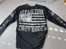 Affliction Men’s Large Vintage Rare Y2K Double Sided Thermal Waffle Long Sleeve picture