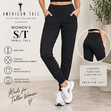 American Tall Balanced Pocket Joggers S Tall Pants Black High Rise Stretch Yoga picture