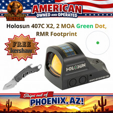 Holosun 407C-X2 Green 2 MOA Dot Side load battery, Solar Failsafe + FREE Kershaw picture