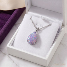 Amethyst Purple Fire Opal Pear Necklace Crystal Pendant For Her Anniversary Gift picture