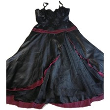 Vintage Lip Service Helena Gothic Goth Black and Burgundy Dress L picture
