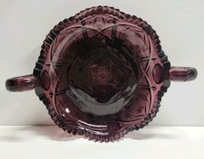 Fenton Glassware Amethyst Purple Glass 2 Handled Nappy Sawtooth Candy Bowl picture