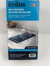 Kraus Self-Draining Silicone Drying Mat Cyan Blue Hot Plate 14 3/4 x 8 x 1/2
