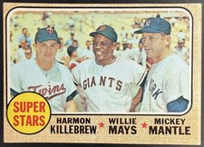 Willie Mays Mickey Mantle Harmon Killebrew 1968 Topps Super Stars #490 THRILL picture