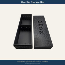 10oz Silver Bar Storage Box Holder, Holds 10x 10oz Bars - Black Geometric Text picture