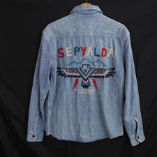 Faherty Artist Series Denim Shirt Men’s Size S Steven Paul Judd Cotton Linen New picture