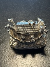 Noahs Arc Silver Plate Music Box Wallace Silver Company Plays Nice See Video picture