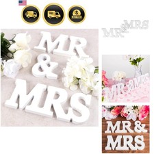 White Wooden Mr and Mrs Signs Wedding Present for Party Table Top Dinner Deco... picture