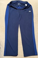 NWOT Adidas 2XL Track Pants Blue Athletic 3 Striped Pockets Men’s Adj. Waist  picture