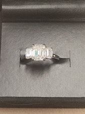 JTV Moissanite Platineve Three Stone Ring 3.71ctw DEW. picture