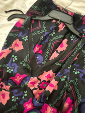 Betsey Johnson Women’s S Silk Midi A-Line V-Neck Sleeveless Floral Dress picture