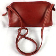 Vintage COACH 9138 Carmine RED Leather USA Mimosa Zip Crossbody Shoulder Bag XN picture