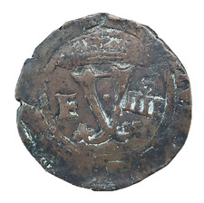 1504-1555 Santo Domingo Carlos & Joanna Spanish 4 Maravedis - Long Monogram-Rare picture