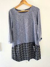 White Stuff Tunic Top UK 10 Grey Marl 3/4 Sleeve Pockets Button Detail Contrast picture