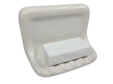 Vintage White Ceramic Tile Soap Dish Shower Tray Holder Mid Century Modern Retro picture
