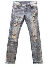NWOT Crysp Denim Mens Size 33x32 GRUNGE DENIM BLUE JEANS Ripped Distressed picture