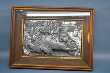 Vintage, Thai, pewter , 3 d relief, frame, 15 x 11 inches picture