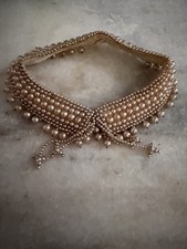Vintage Faux Pearl and Satin Beaded Collar for Sweaters Dresses Special Occasion picture
