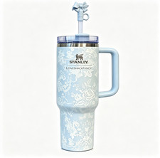 Stanley 1913 LoveShackFancy 40oz Quencher Tumbler Toscana Toile Alpine Blue Flor picture