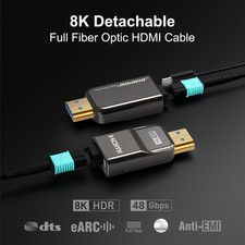 RUIPRO 8K Fiber Optic HDMI 2.1 Cable 33FT 48Gbps 8K60 4K120 HDR eARC picture