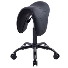 Black Adjustable Saddle Salon Stool Anti-Hair Tangling Rolling Ergonomic Chair picture