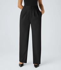 Halara Womens Halara Flex™ High Waisted Zipper Pocket Shirred Straight Leg Work picture