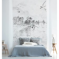 Swallow Landscape removable Peel And Stick Swallow Mural Wall Decor Vintage picture