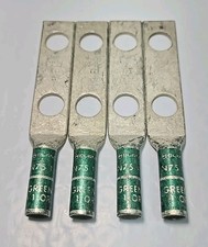 Lot of 4 - BURNDY YA1C-2N 1AWG COPPER 2-HOLE LONG BARREL COMPRESSION LUG picture