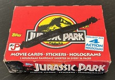 1992 Topps Jurassic Park movie trading card box, 36 Sealed wax packs picture