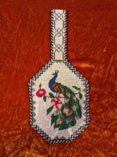 UNUSUAL + EXQUISITE 1920’S HAND GLASS BEADED BAG W PEACOCK picture