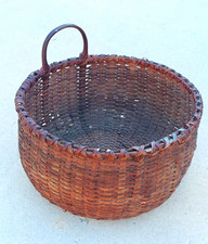 GIANT ANTIQUE APPALACHIAN SPLIT OAK HARVEST BASKET c1900 RARE 1 Handle picture