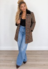 Vintage Pendleton Wool Plaid Coat L Faux Fur Collar Talon Zip Western Heritage  picture