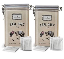 Lot Of 2 New Charbrew Winnie The Pooh Earl Grey Tea 60 Bags Each Collectible Tin picture