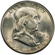 1949-S High-End PCGS MS64 Franklin Half Dollar | Luster | 40th Anniversary Label picture