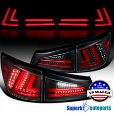 Fits 2006-2008 Lexus IS250 IS350 LED Red bar Black Tail Lights Rear Brake Lamps picture