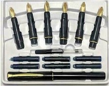 Calligraphy Fountain Pen Set 6 Nibs and 1 Pen 22 Carat Gold Plated Best Quality picture