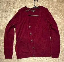 Marc Anthony Cashmere Burgundy V-Neck Cardigan Sweater w/ Pockets Size L picture