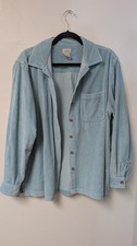 LL Bean Womens Corduroy Shirt Button Up Size Large Regular Blue Cotton picture