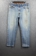 Vintage Levis 505 Orange Tab Jeans Blue Faded Washed Out Denim 36x30 (fit 33x29) picture